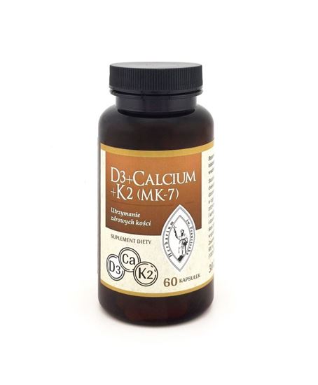 Obrazek D3+Calcium+K2 (MK-7) Utrzymanie zdrowych kości 60kaps.